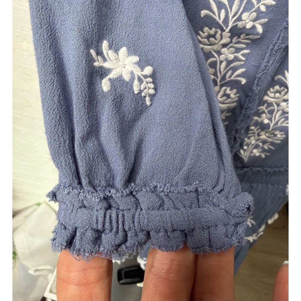 Vintage Havana Blue Mini Tiered Fringe Dress S Boho Festival Western Coastal Y2K - Picture 3 of 7